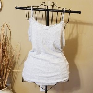 Grey lace chest tank top